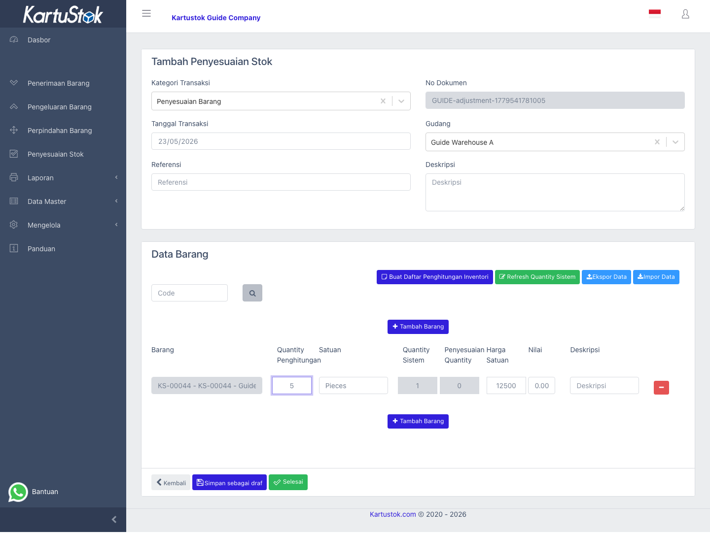 Form create adjustment