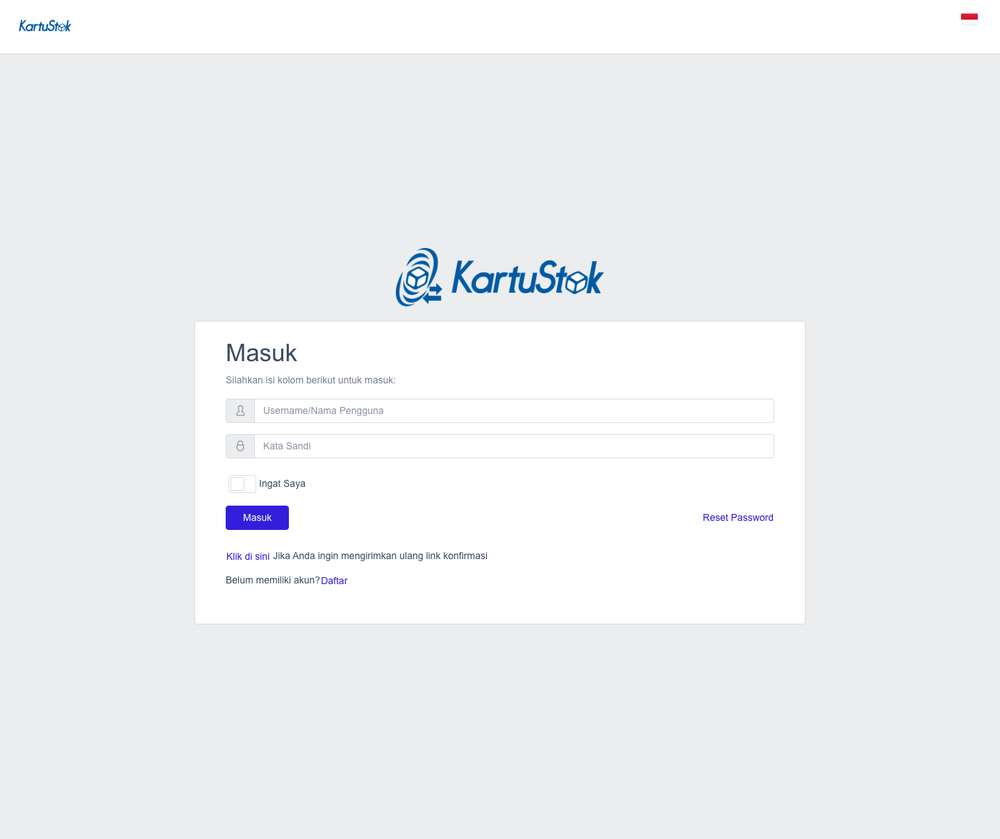 Halaman login KartuStok