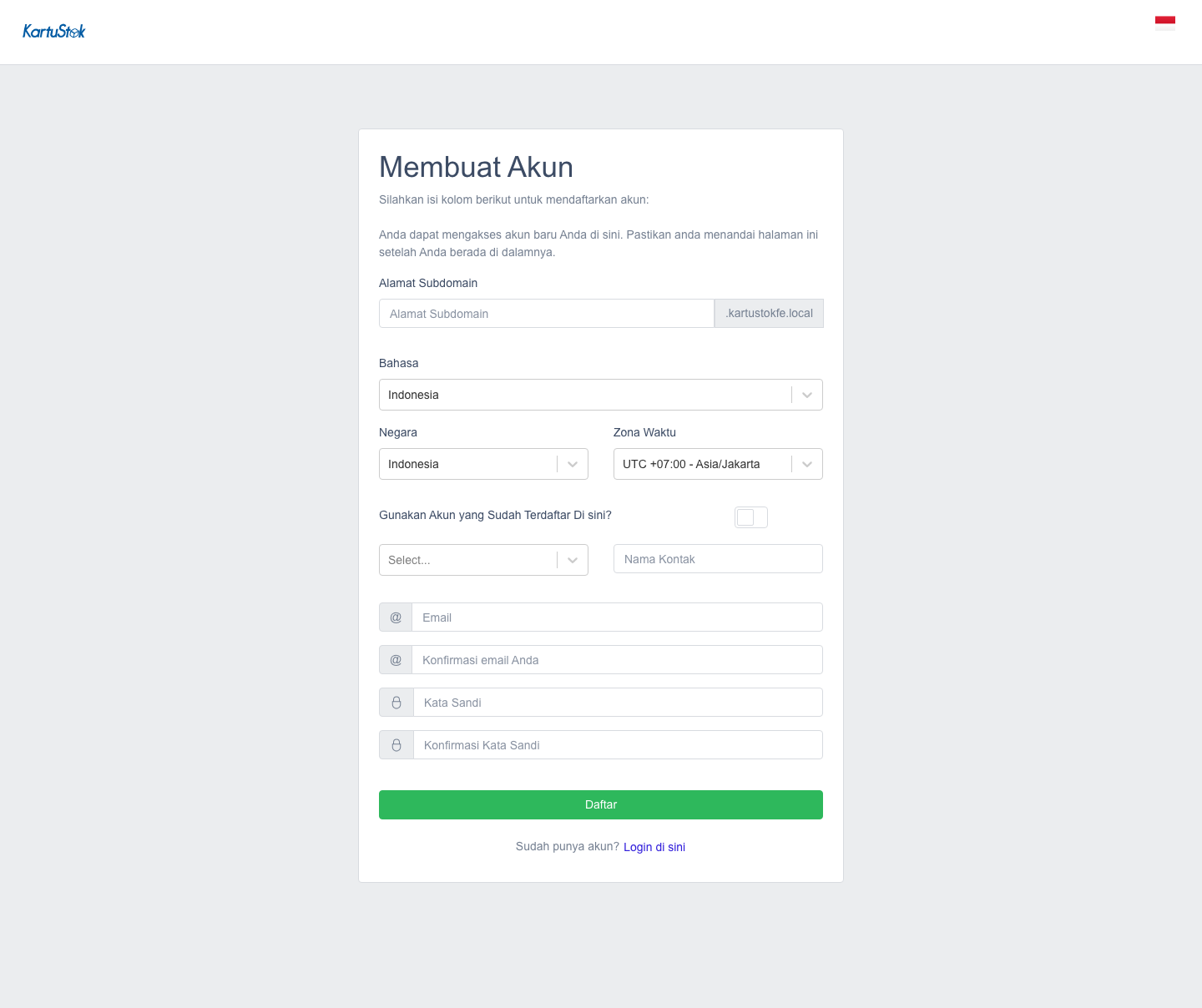 Form registrasi perusahaan baru