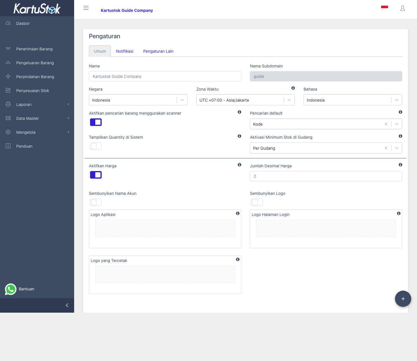 Enable Price and Price Decimal in company settings