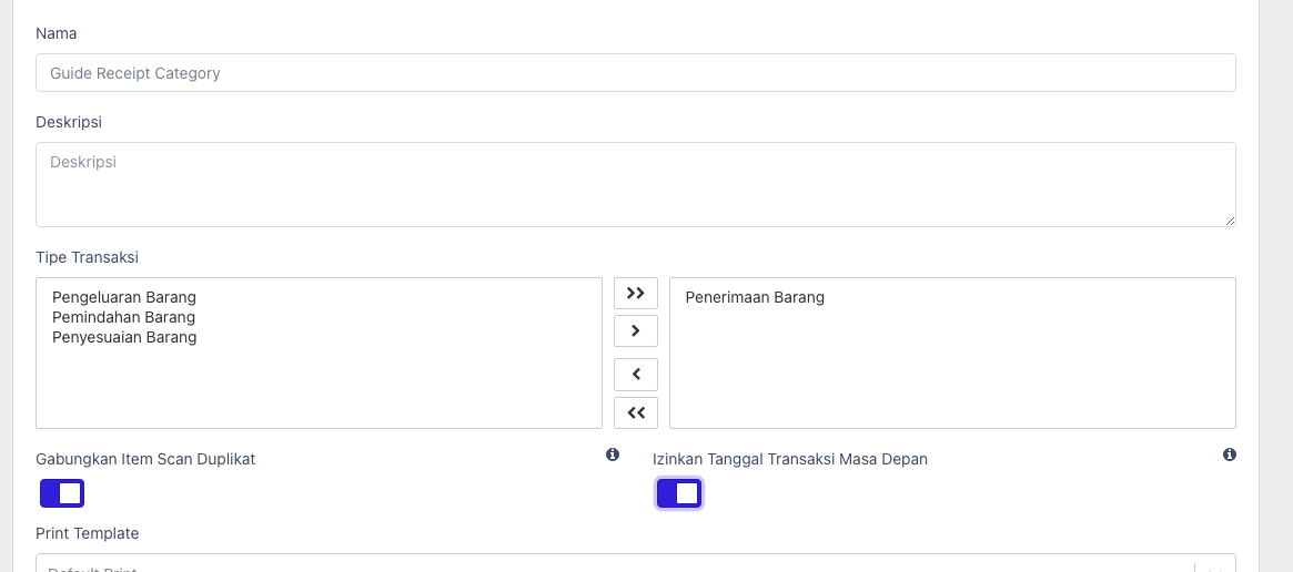 Opsi transaction category