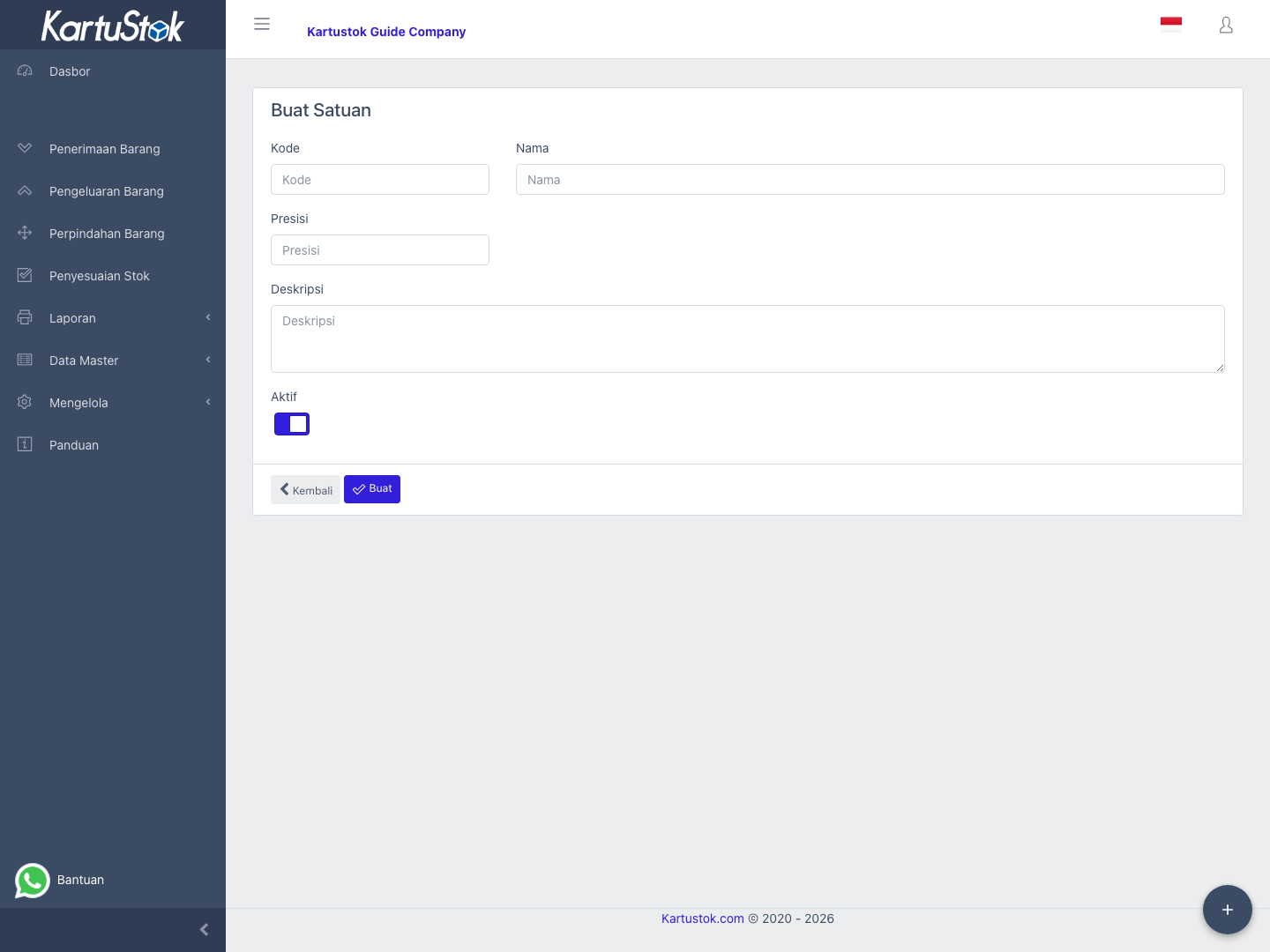 Create Unit of Measure form